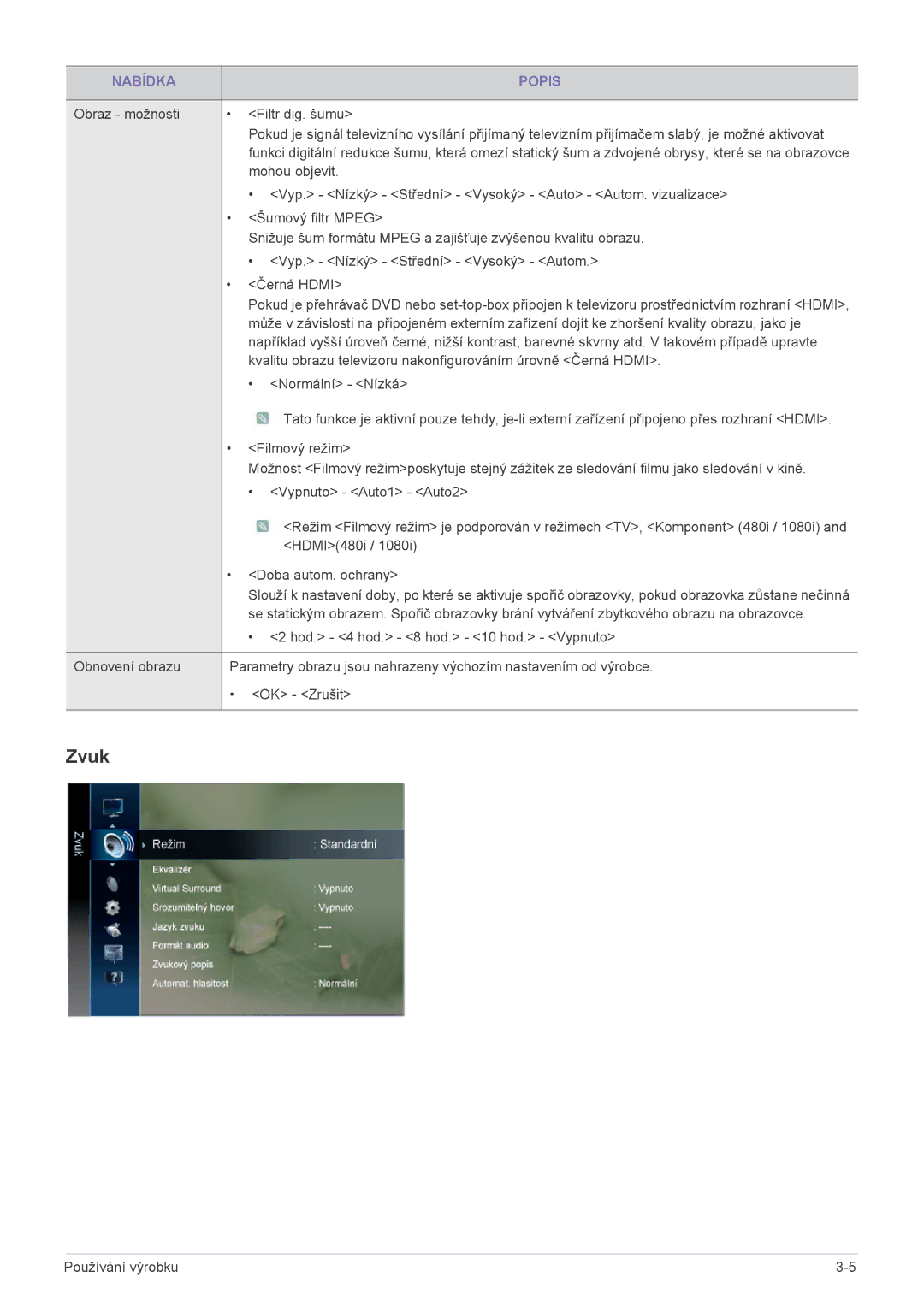 Samsung LS23PTDSF/EN, LS19PTDSF/EN, LS24PTDSF/EN, LS20PTDSF/EN, LS22PTDSF/EN manual Zvuk 