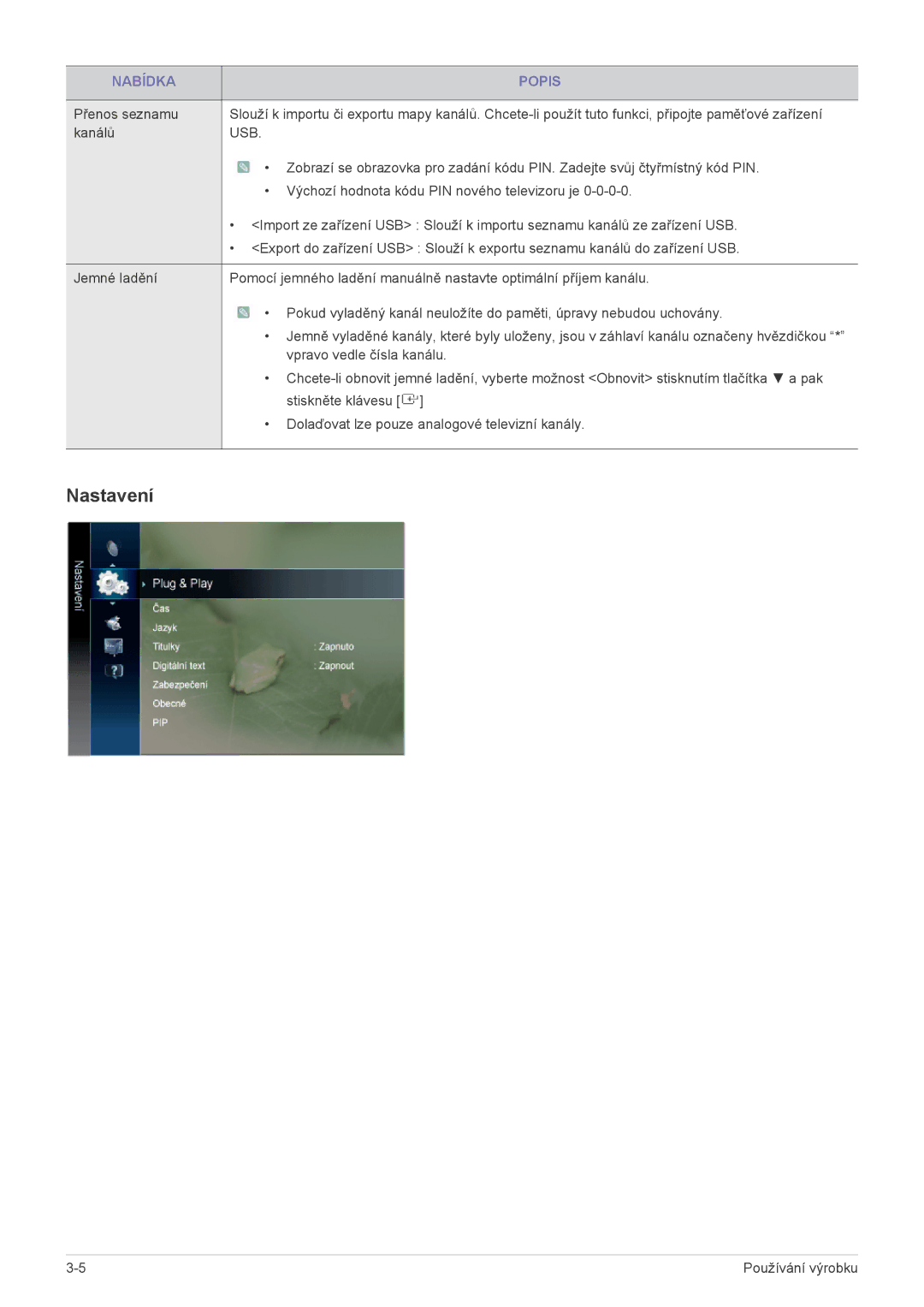 Samsung LS24PTDSF/EN, LS19PTDSF/EN, LS23PTDSF/EN, LS20PTDSF/EN, LS22PTDSF/EN manual Nastavení, Usb 