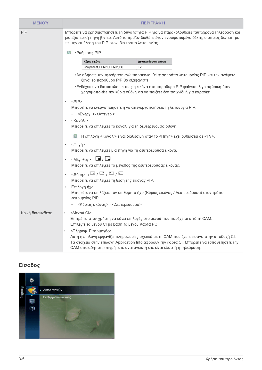 Samsung LS22PTDSF/EN, LS19PTDSF/EN, LS24PTDSF/EN, LS23PTDSF/EN, LS20PTDSF/EN manual Είσοδος 