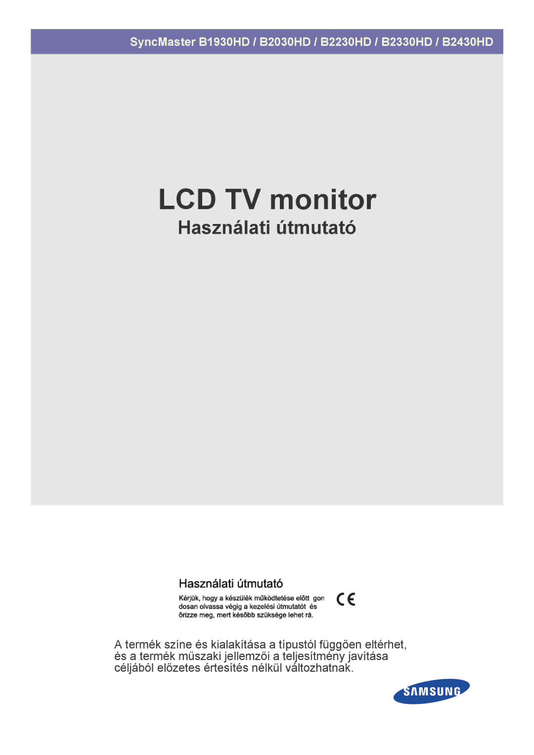 Samsung LS24PTDSF/EN, LS19PTDSF/EN, LS23PTDSF/EN, LS20PTDSF/EN, LS22PTDSF/EN, LS19PTDSF/XE manual LCD TV monitor 