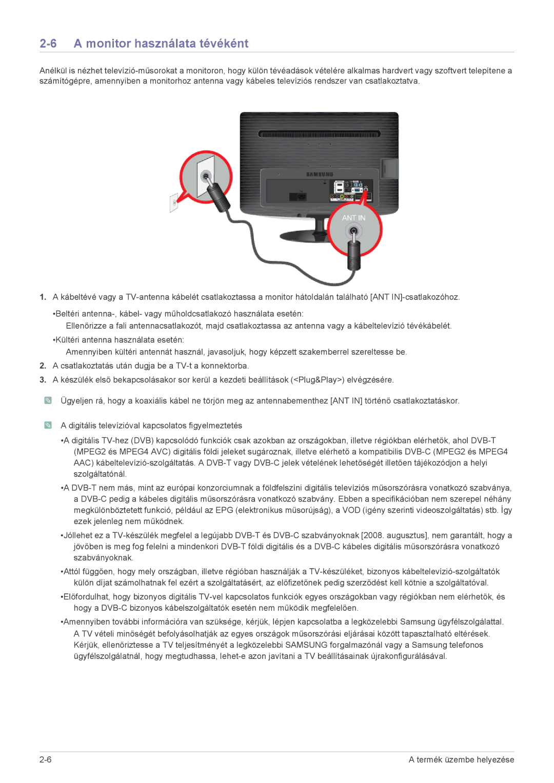 Samsung LS22PTDSF/EN, LS19PTDSF/EN, LS24PTDSF/EN, LS23PTDSF/EN, LS20PTDSF/EN, LS19PTDSF/XE manual Monitor használata tévéként 