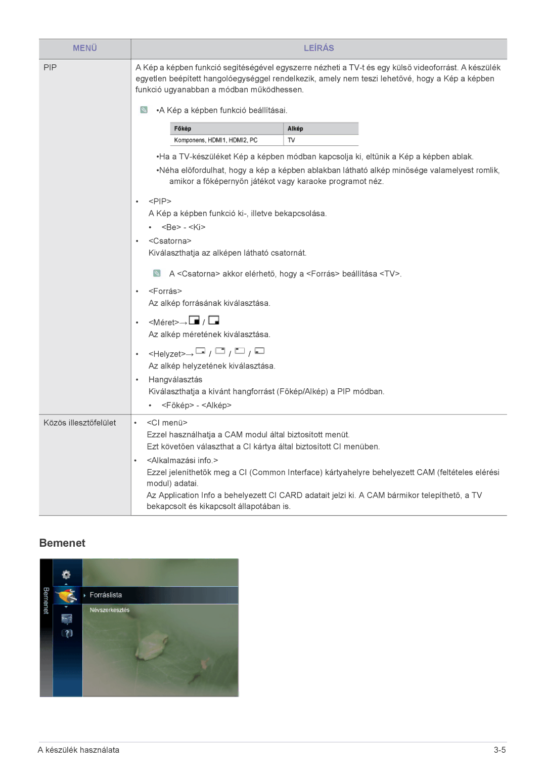 Samsung LS24PTDSF/EN, LS19PTDSF/EN, LS23PTDSF/EN, LS20PTDSF/EN, LS22PTDSF/EN, LS19PTDSF/XE manual Bemenet 