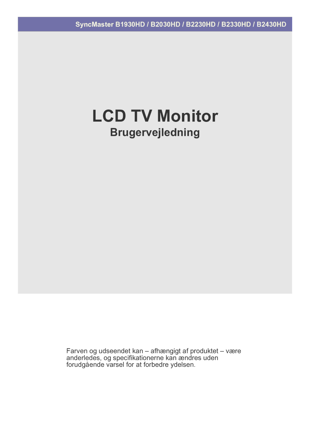 Samsung LS23PTDSF/XE, LS19PTDSF/XE, LS24PTDSF/XE manual LCD TV Monitor 