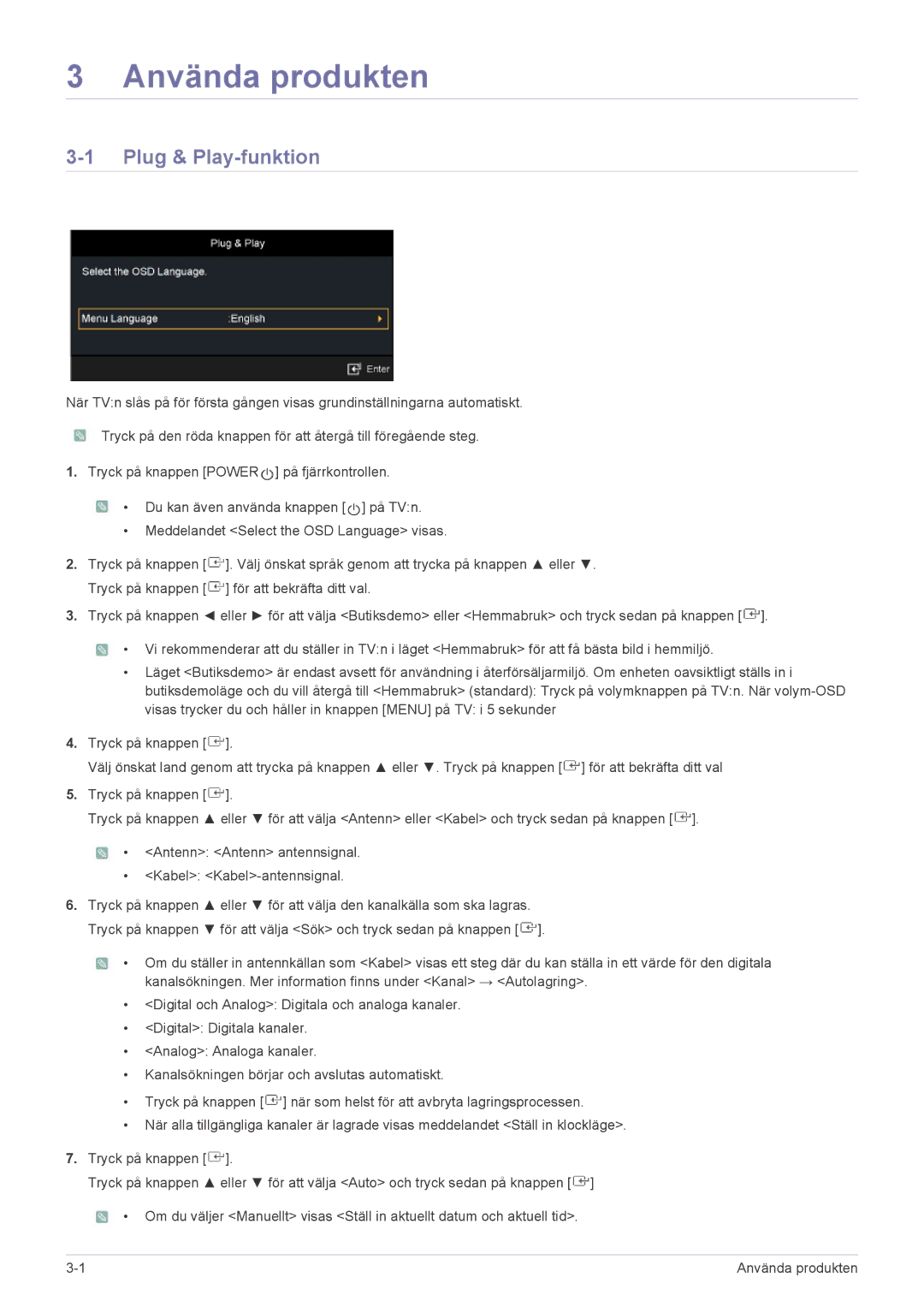 Samsung LS23PTDSF/XE, LS19PTDSF/XE, LS24PTDSF/XE manual Använda produkten, Plug & Play-funktion 