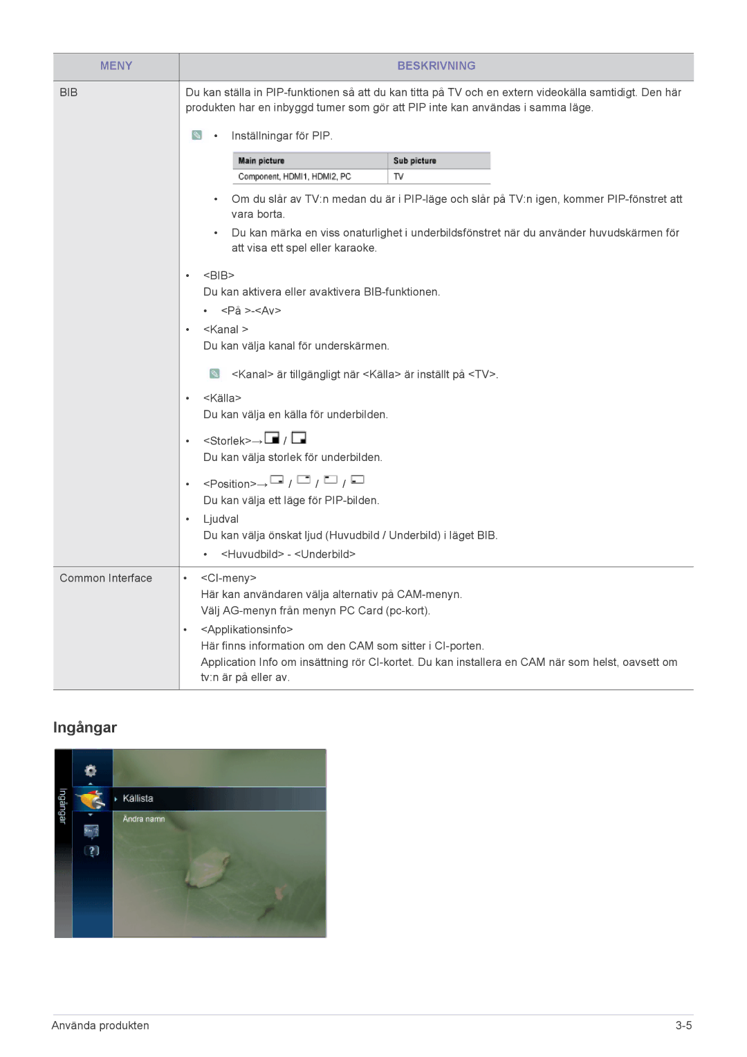 Samsung LS19PTDSF/XE, LS23PTDSF/XE, LS24PTDSF/XE manual Ingångar 