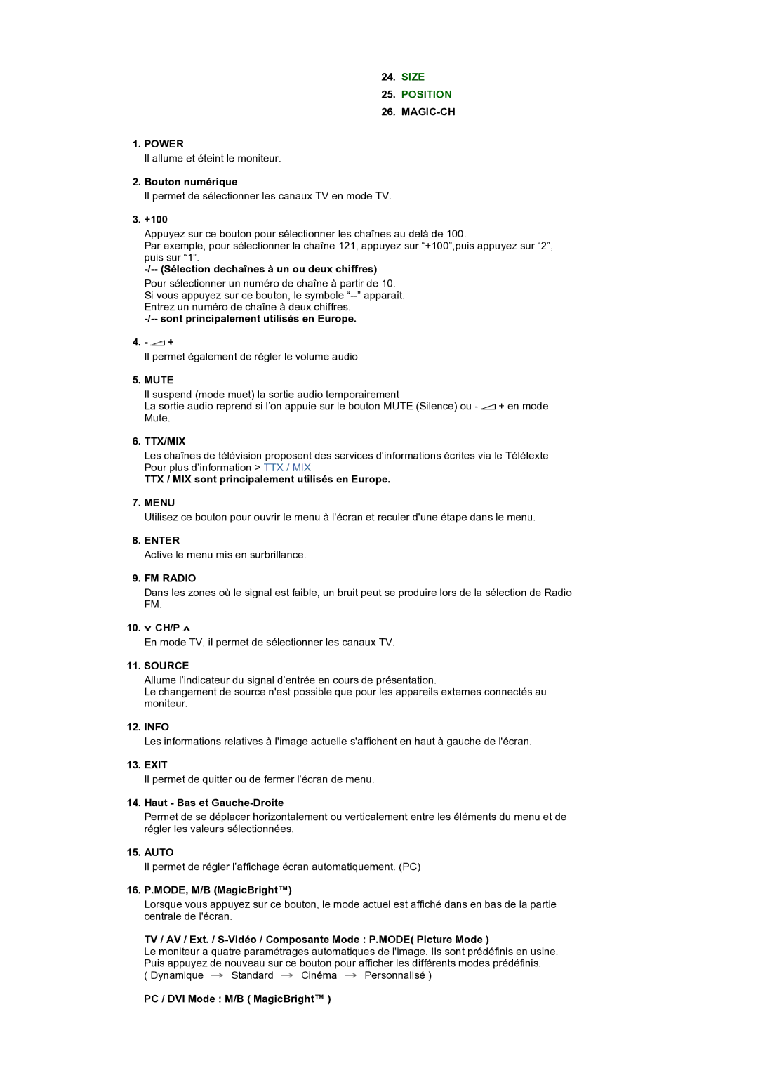 Samsung LS19RTUSS/EDC manual MAGIC-CH Power, Mute 