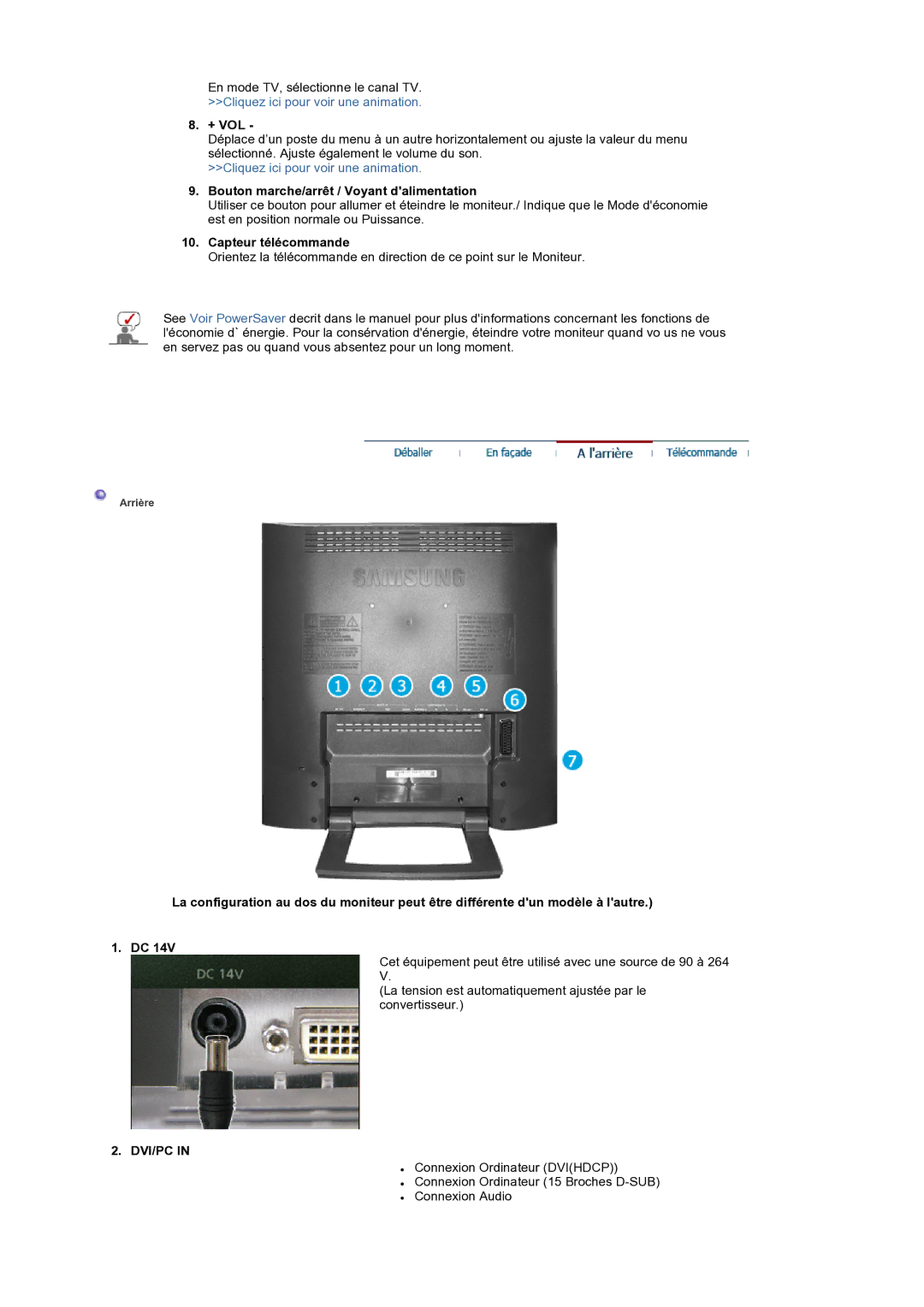 Samsung LS19RTUSS/EDC manual + Vol, Dvi/Pc 