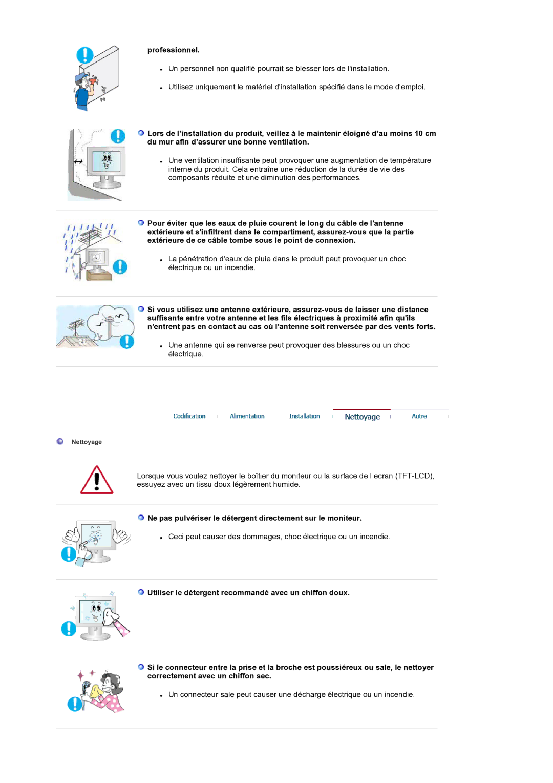 Samsung LS19RTUSS/EDC manual Professionnel, Ne pas pulvériser le détergent directement sur le moniteur 