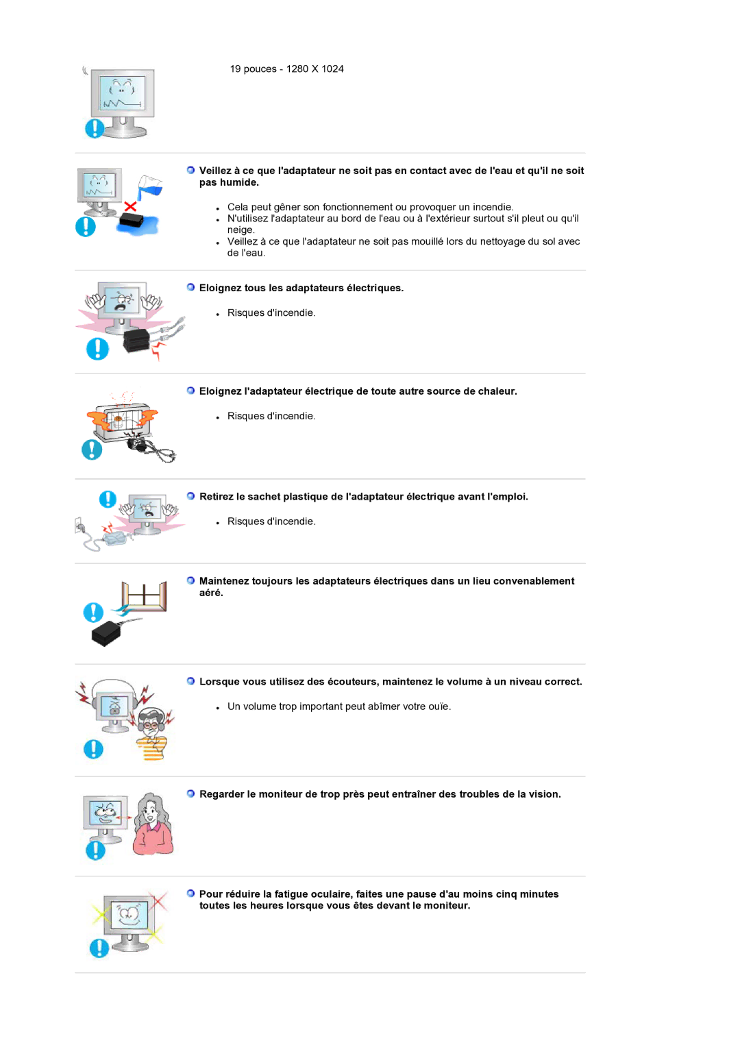 Samsung LS19RTUSS/EDC manual Eloignez tous les adaptateurs électriques 