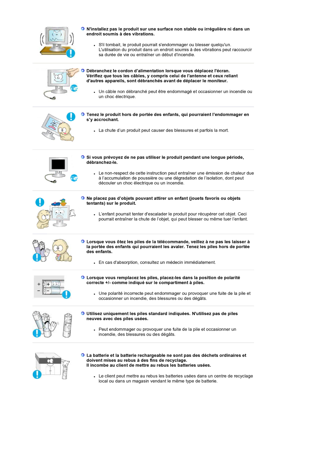 Samsung LS19RTUSS/EDC manual En cas dabsorption, consultez un médecin immédiatement 