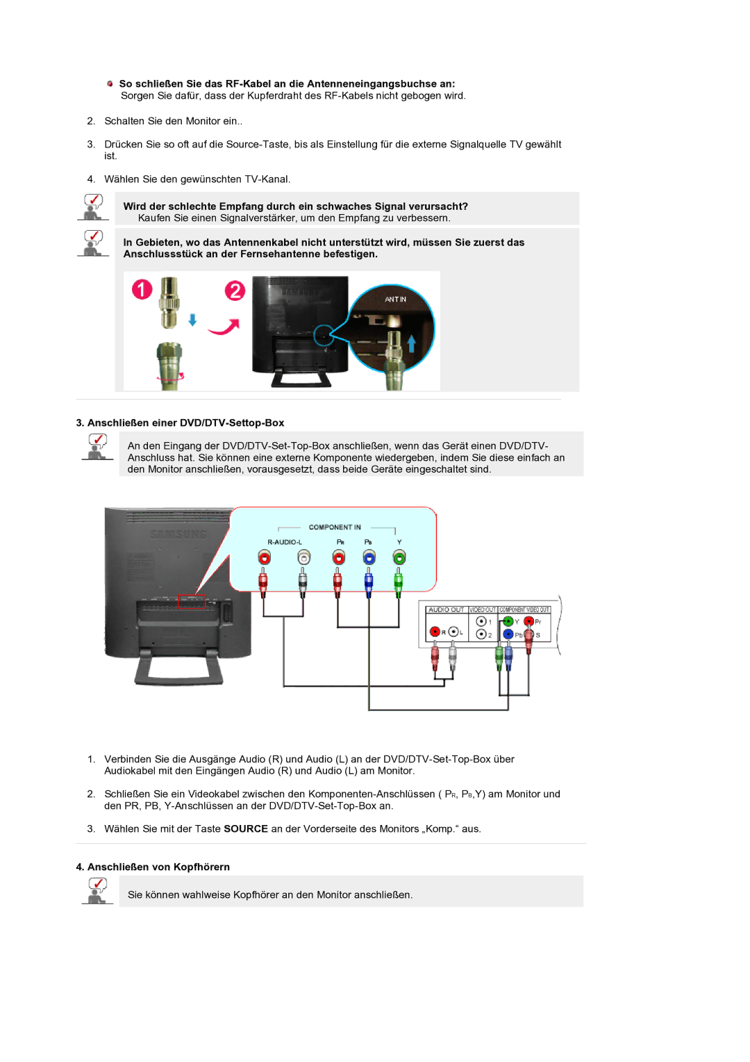 Samsung LS19RTUSS/EDC manual Anschließen von Kopfhörern 