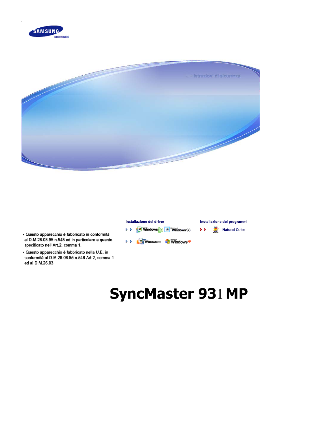 Samsung LS19RTUSS/XSG, LS19RTUSS/EDC manual SyncMaster 931MP 