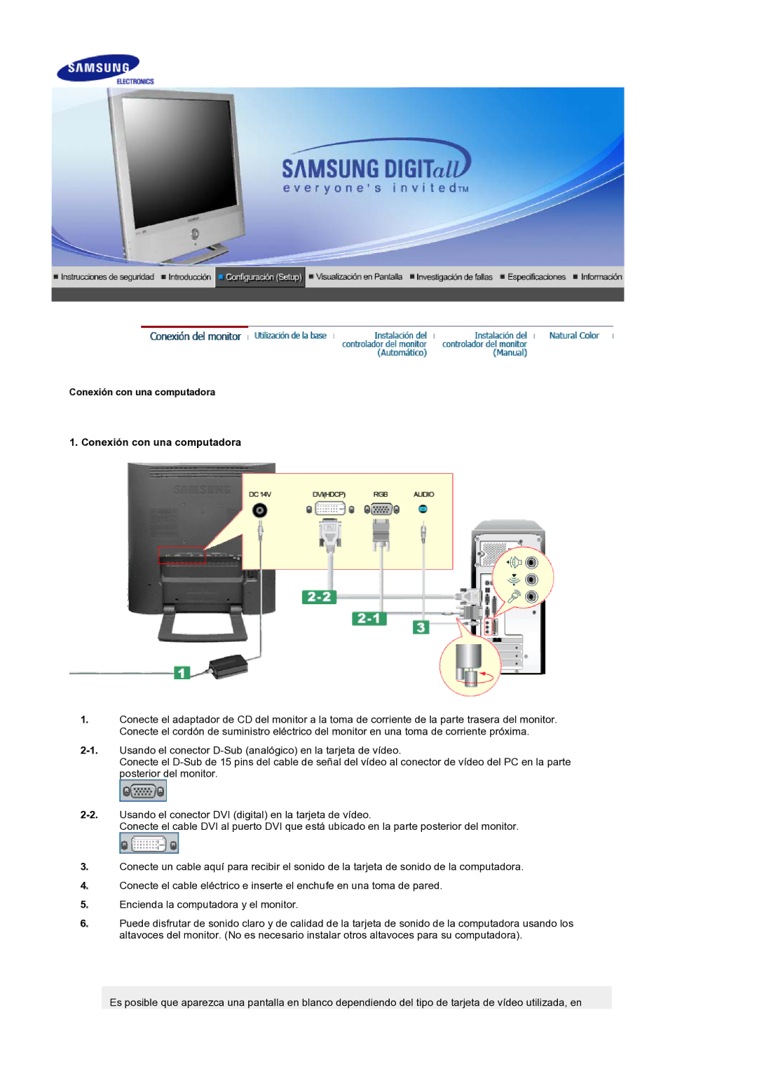 Samsung LS19RTUSS/EDC manual Conexión con una computadora 