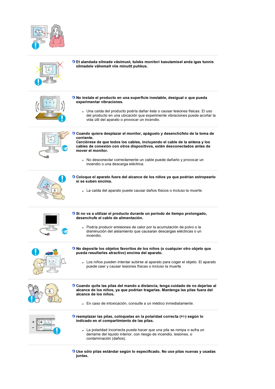 Samsung LS19RTUSS/EDC manual En caso de intoxicación, consulte a un médico inmediatamente 