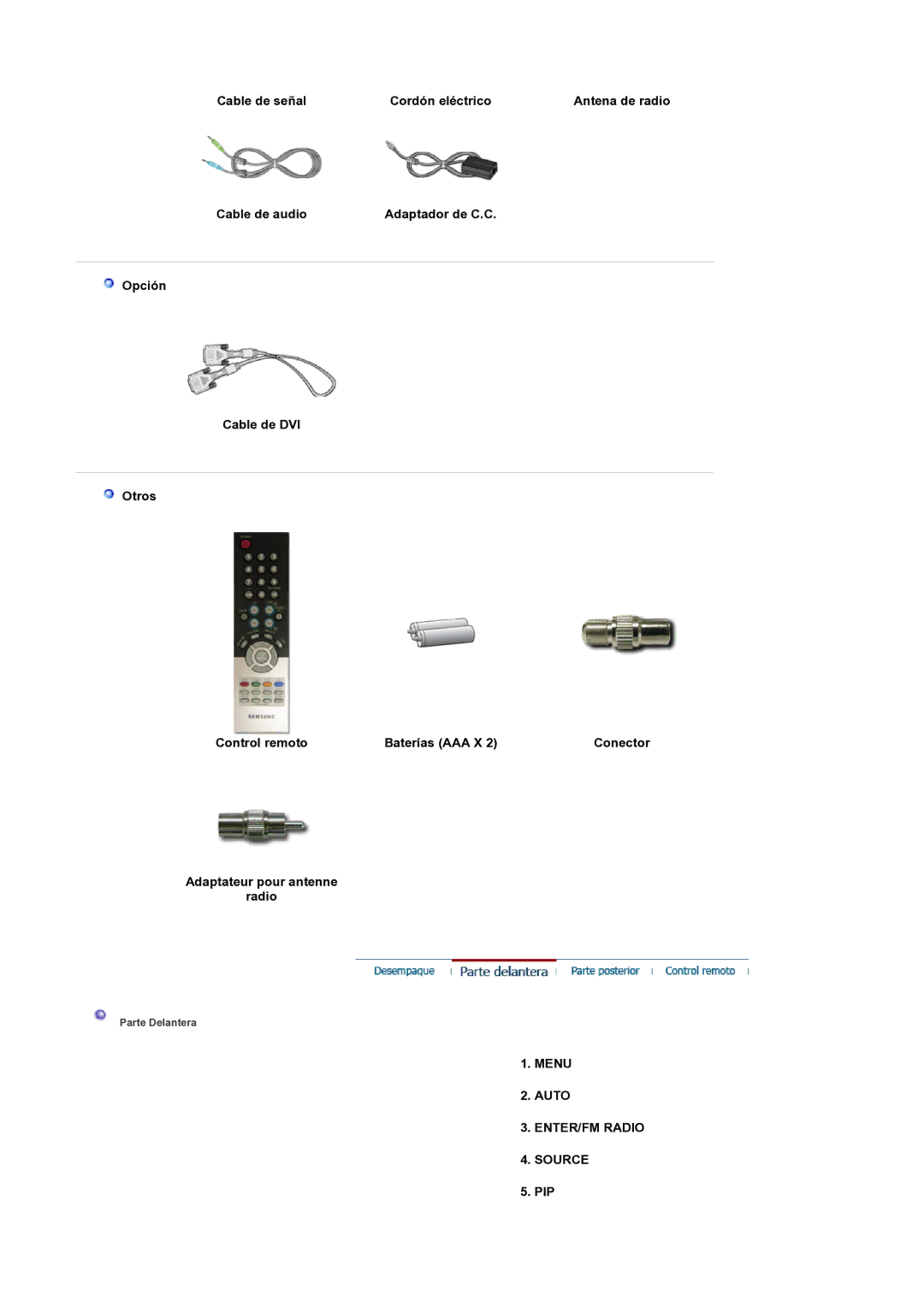 Samsung LS19RTUSS/EDC manual Menu Auto ENTER/FM Radio Source 