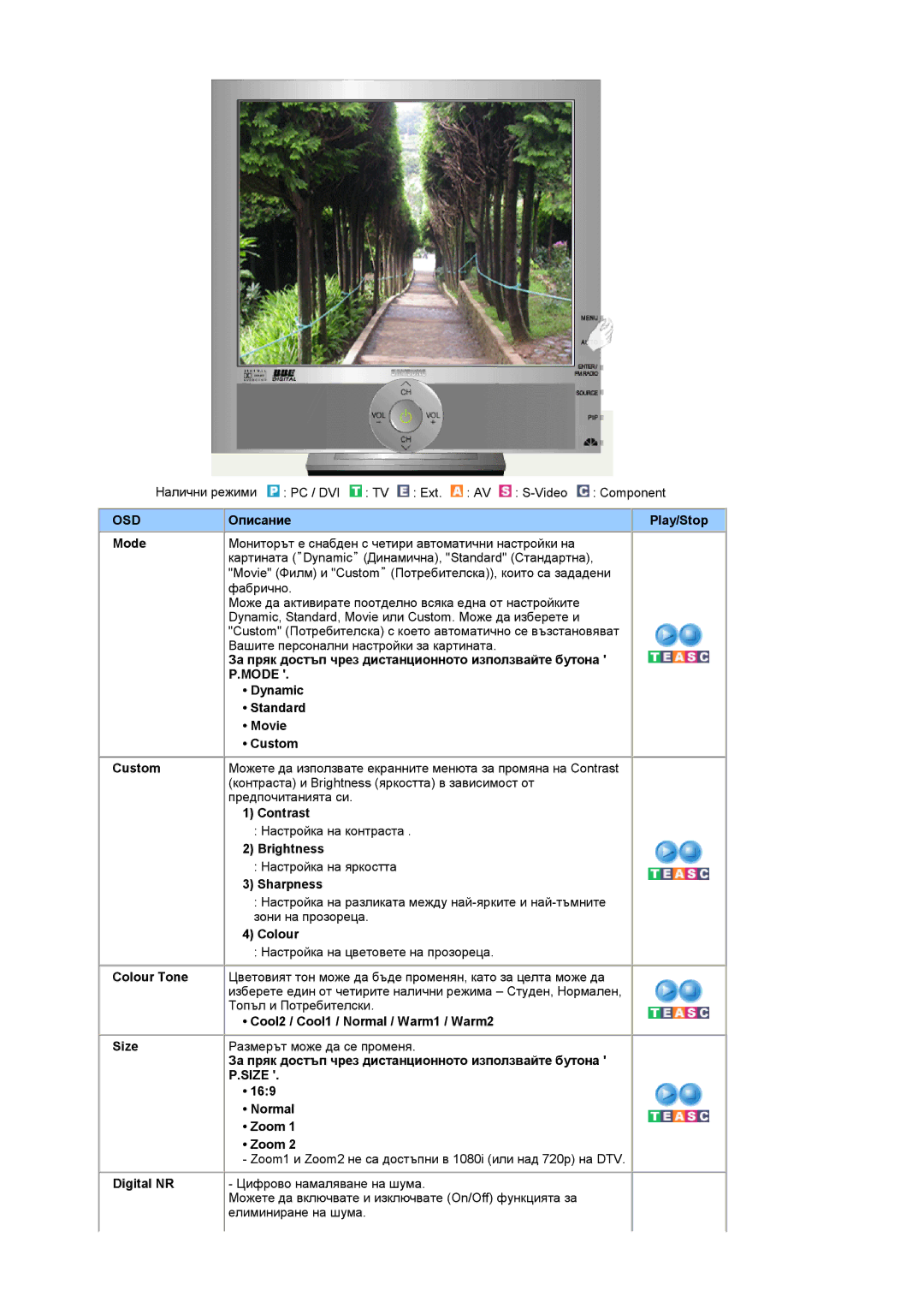 Samsung LS19RTUSS/EDC manual Mode, Size 