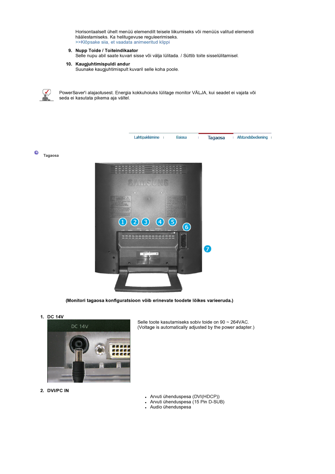 Samsung LS19RTUSS/EDC manual Dvi/Pc 