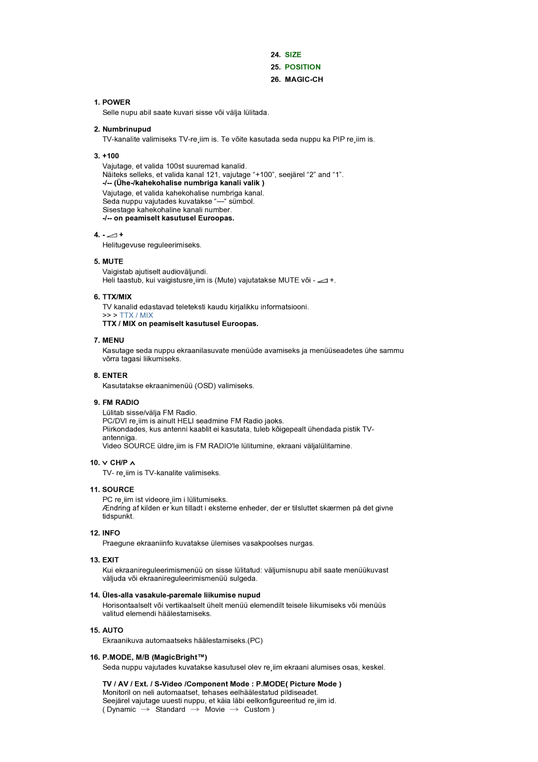 Samsung LS19RTUSS/EDC manual MAGIC-CH Power, Mute 