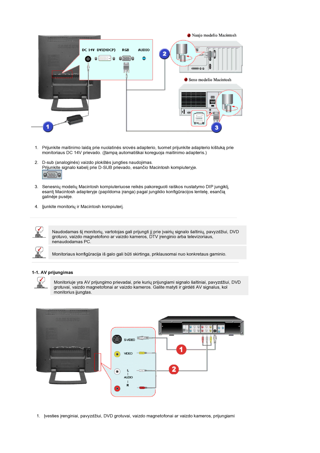 Samsung LS19RTUSS/EDC manual AV prijungimas 