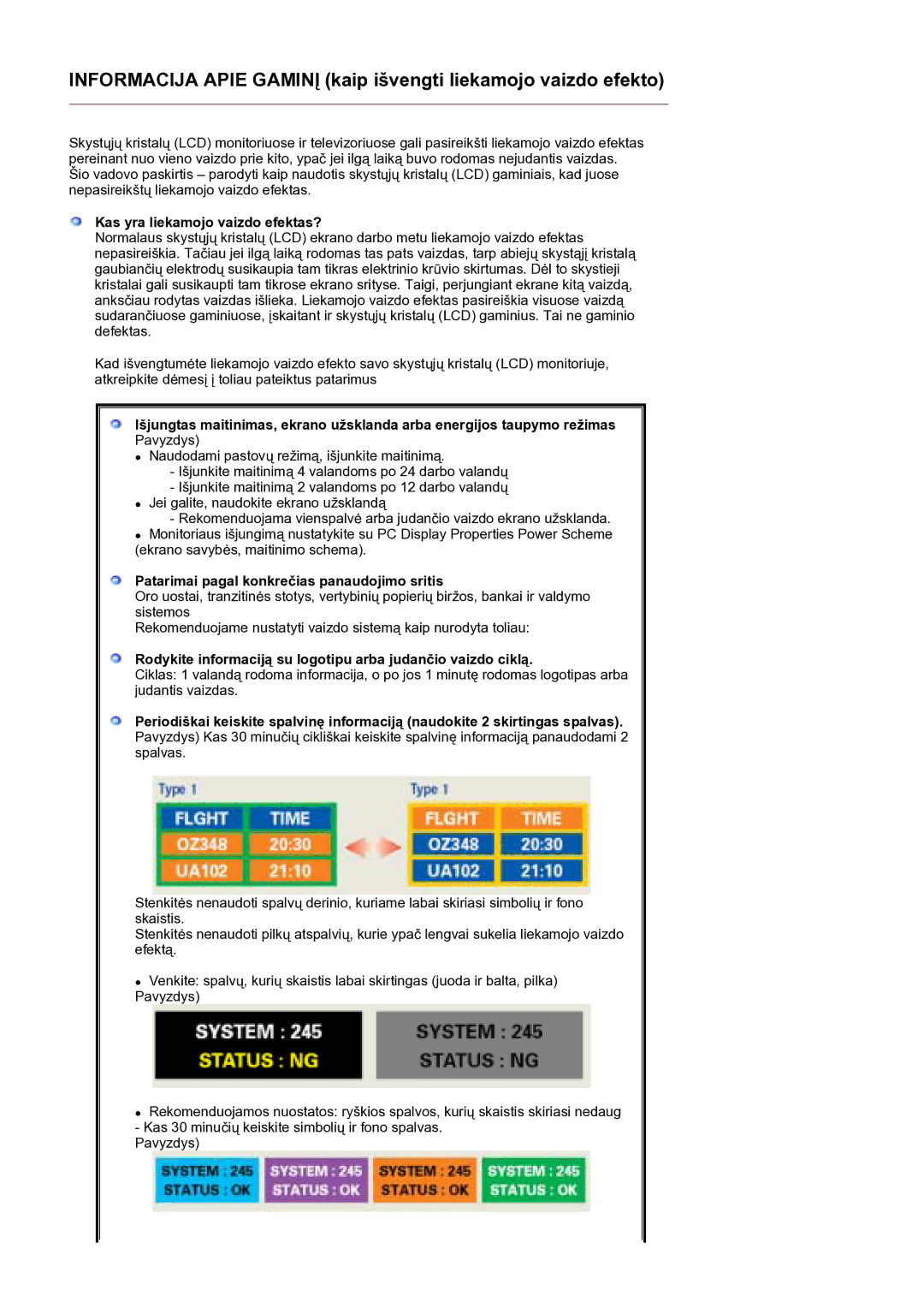 Samsung LS19RTUSS/EDC manual Kas yra liekamojo vaizdo efektas? 