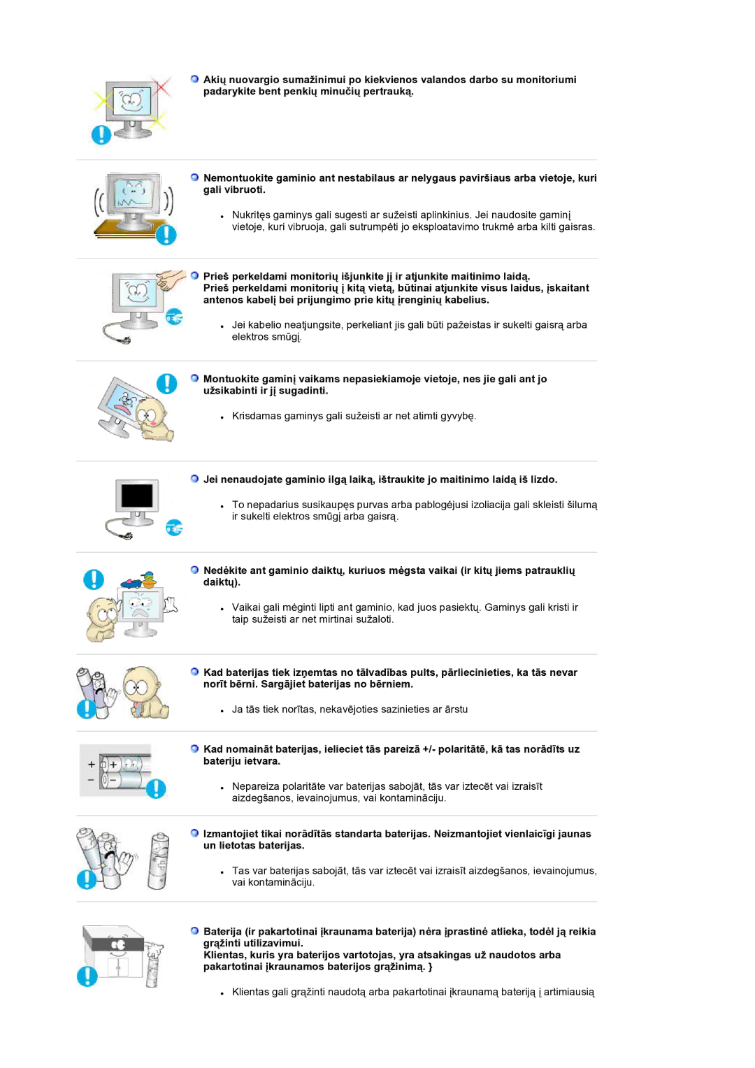 Samsung LS19RTUSS/EDC manual Krisdamas gaminys gali sužeisti ar net atimti gyvybę 