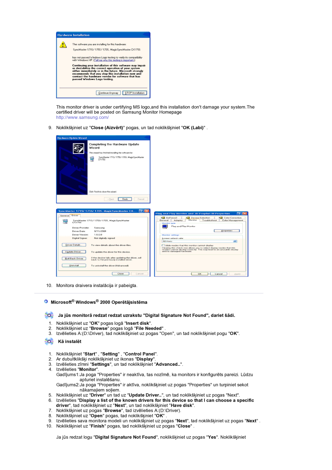 Samsung LS19RTUSS/EDC manual Kā instalēt 