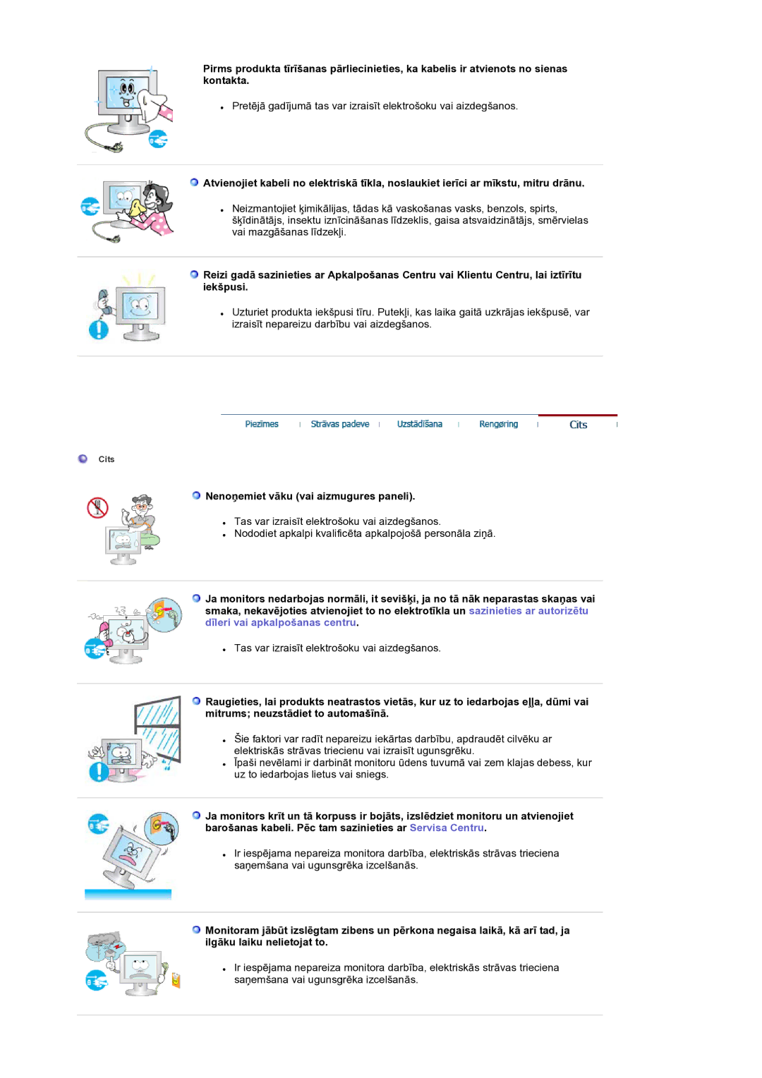 Samsung LS19RTUSS/EDC manual Nenoņemiet vāku vai aizmugures paneli 