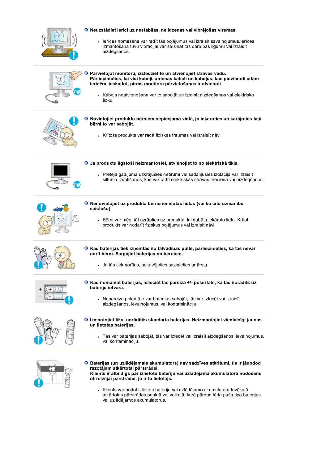 Samsung LS19RTUSS/EDC manual Ja tās tiek norītas, nekavējoties sazinieties ar ārstu 