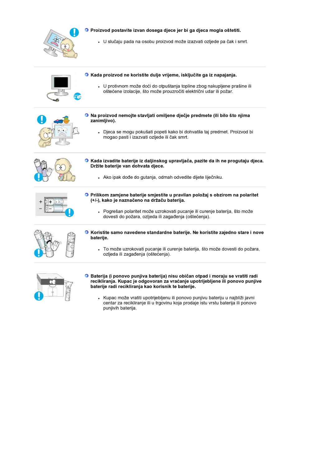 Samsung LS19RTUSS/EDC manual Ako ipak dođe do gutanja, odmah odvedite dijete liječniku 