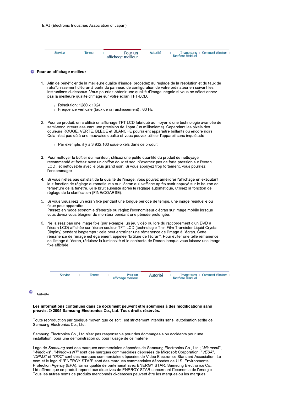 Samsung LS19RTUSSZ/EDC manual Pour un affichage meilleur 