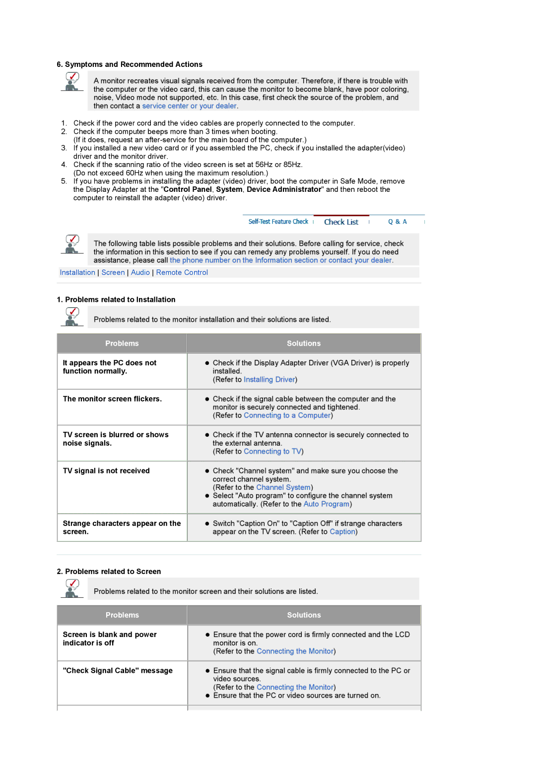 Samsung LS19RTUSSZ/EDC manual Problems Solutions 