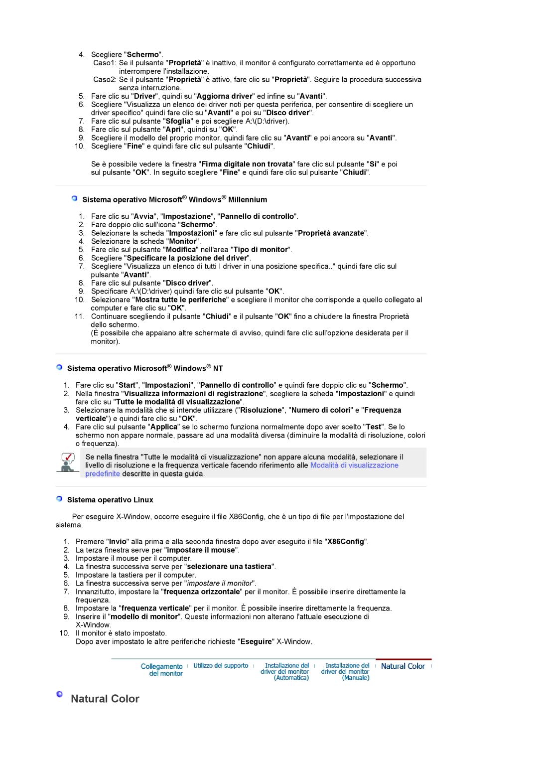 Samsung LS19RTUSSZ/EDC manual Scegliere Specificare la posizione del driver, Sistema operativo Microsoft Windows NT 