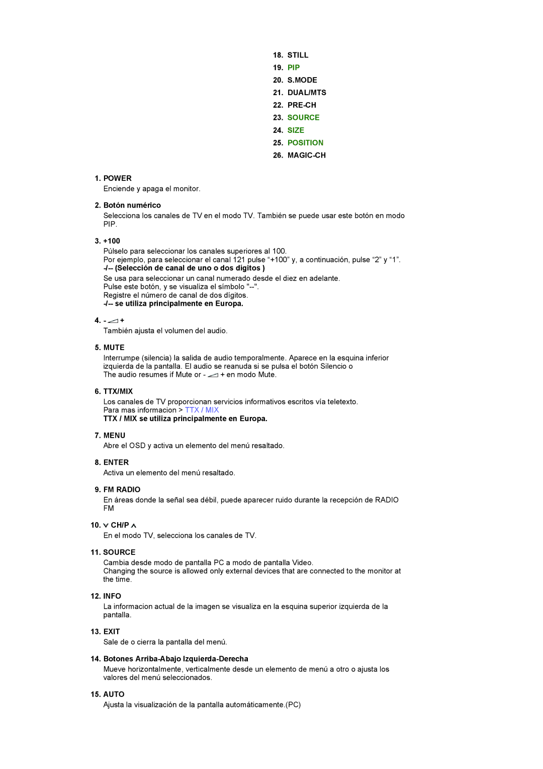 Samsung LS19RTUSSZ/EDC manual Still, Dual/Mts, MAGIC-CH Power, Mute 