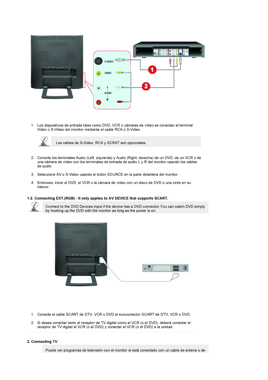 Samsung LS19RTUSSZ/EDC manual Connecting TV 