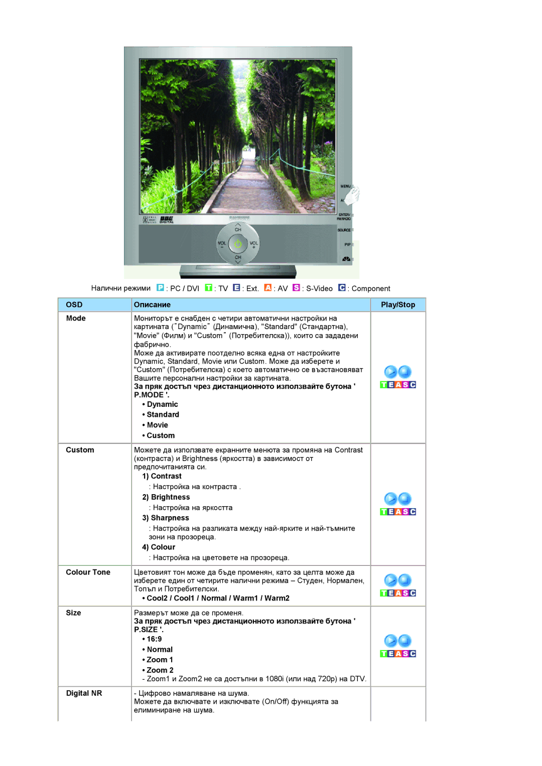 Samsung LS19RTUSSZ/EDC manual Mode, Size 