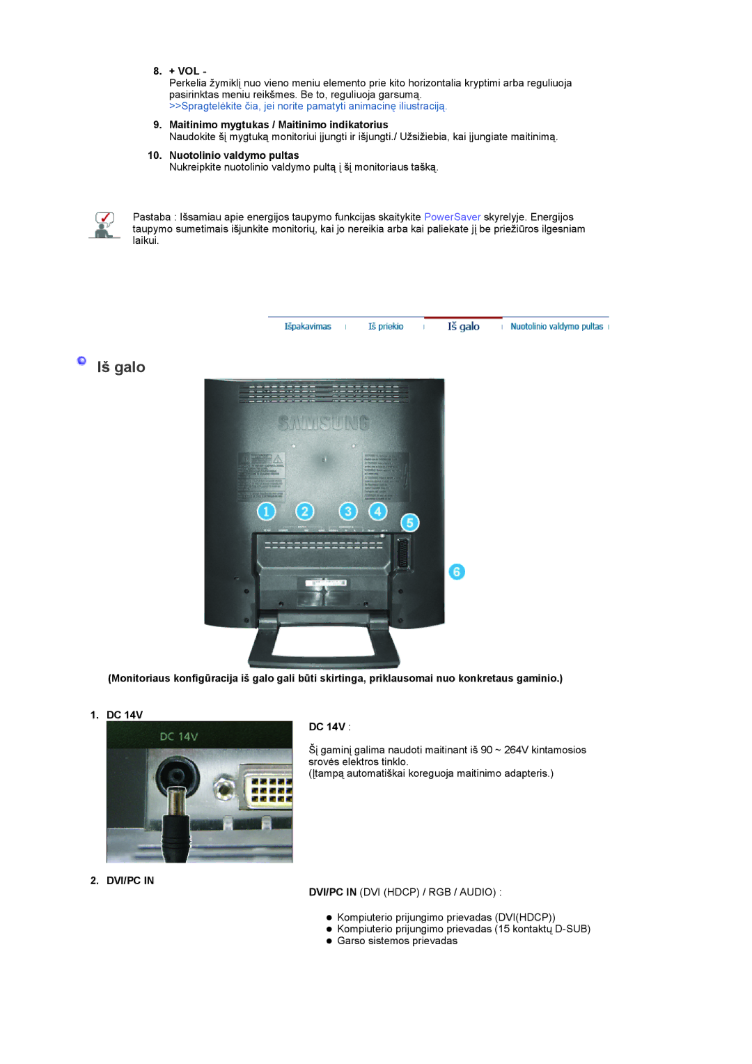 Samsung LS19RTUSSZ/EDC manual + Vol, Dvi/Pc 