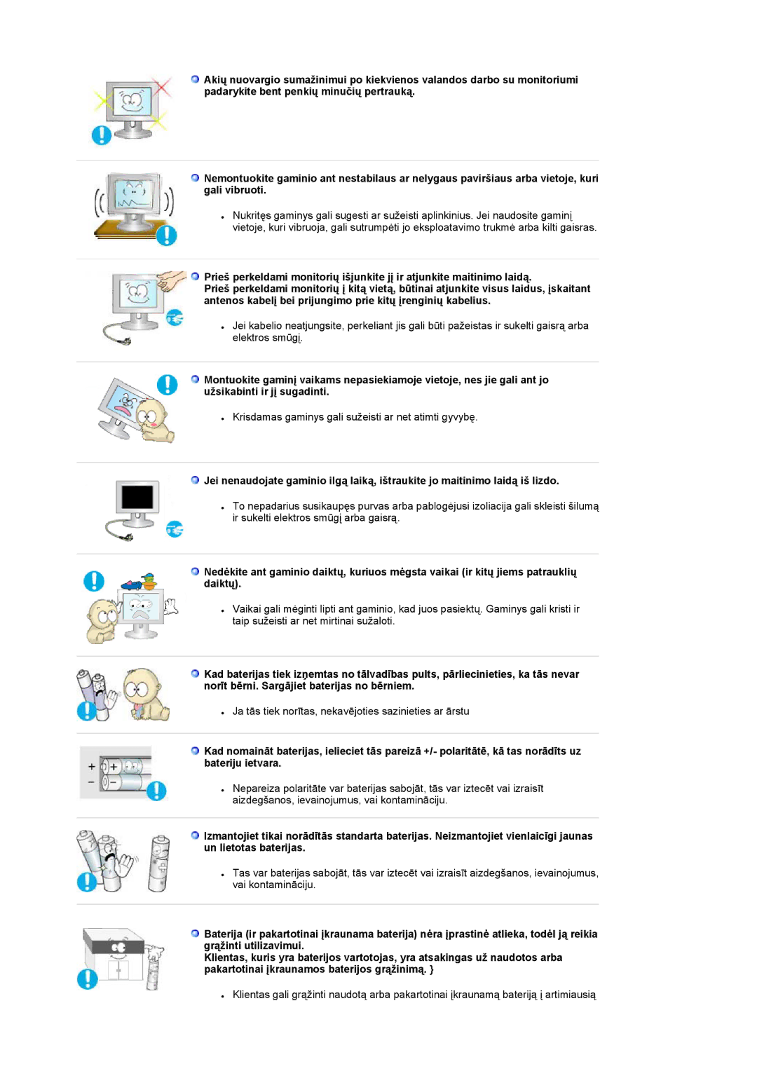 Samsung LS19RTUSSZ/EDC manual Krisdamas gaminys gali sužeisti ar net atimti gyvybę 