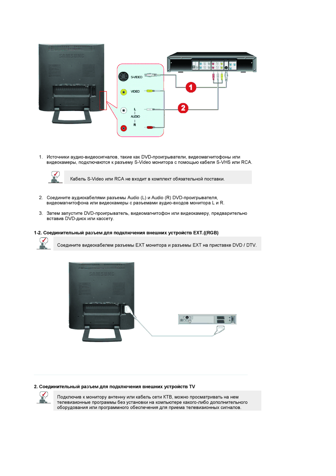 Samsung LS19RTUSSZ/EDC manual Соединительный разъем для подключения внешних устройств TV 