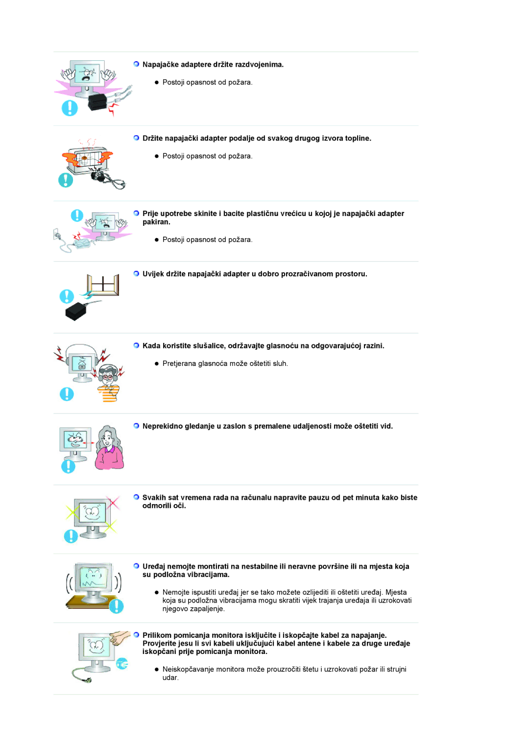 Samsung LS19RTUSSZ/EDC manual Napajačke adaptere držite razdvojenima 