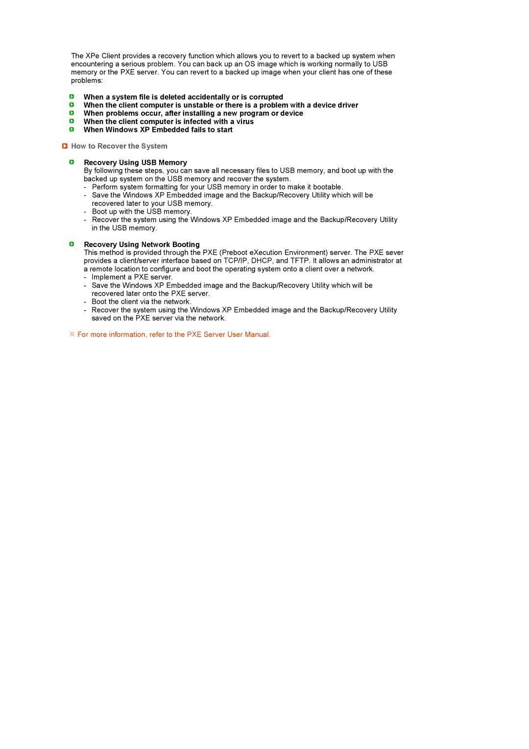 Samsung LS19TRTLS/EDC, LS19TRNLS/EDC How to Recover the System, Recovery Using USB Memory, Recovery Using Network Booting 