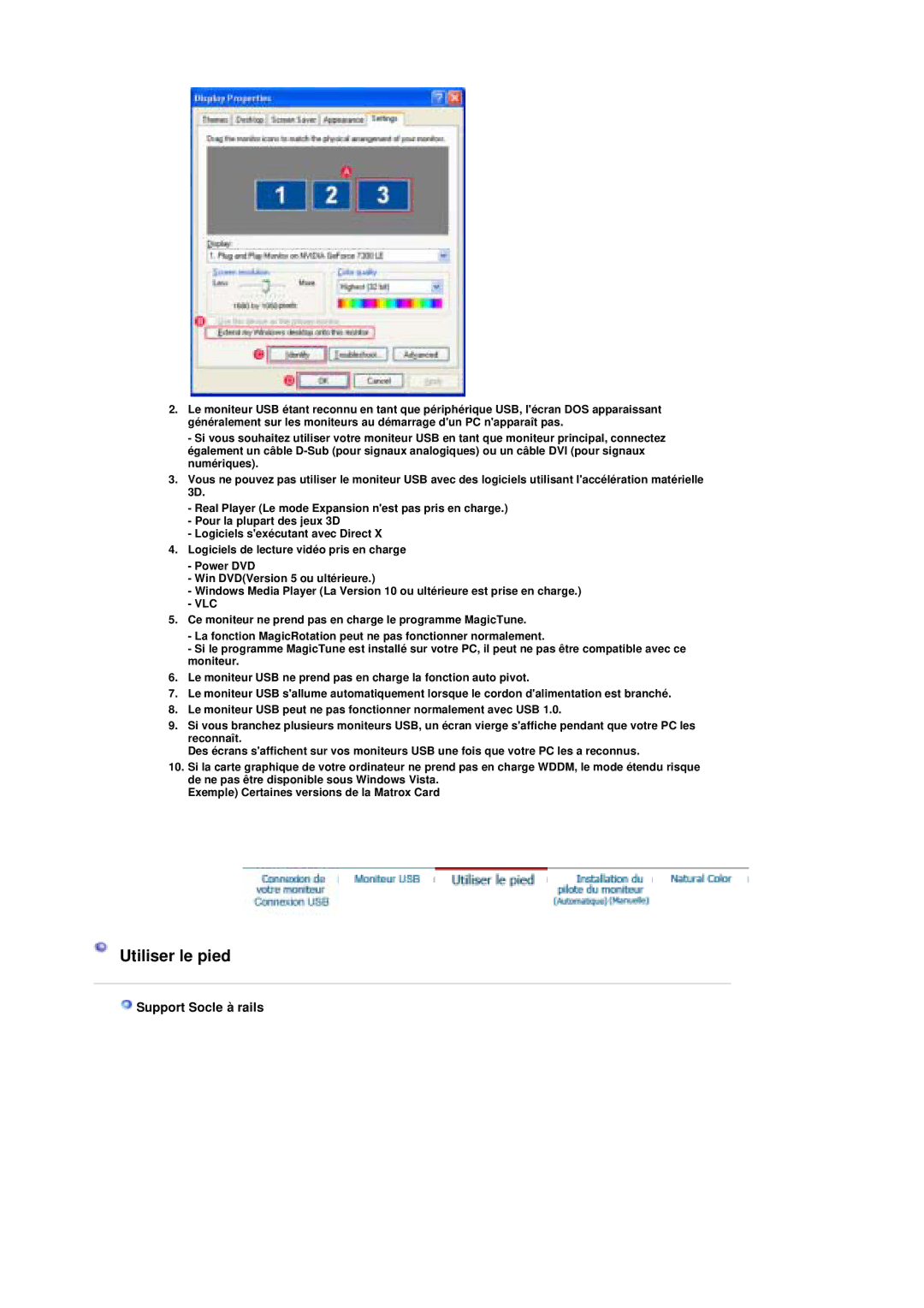 Samsung LS19UBPESQ/EDC, LS19UBQESQ/EDC manual Utiliser le pied, Support Socle à rails 