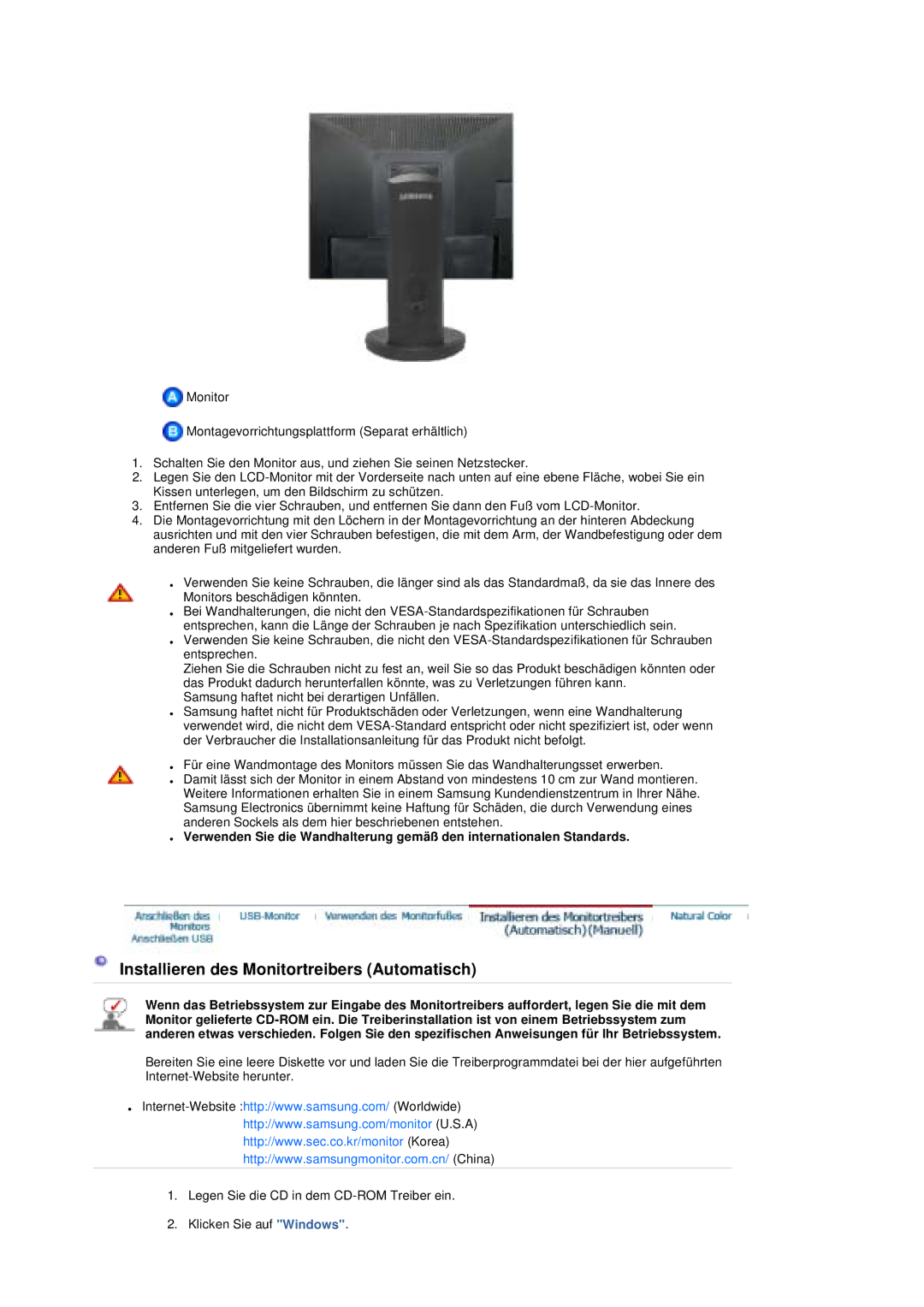 Samsung LS19UBPESQ/EDC, LS19UBQESQ/EDC manual Installieren des Monitortreibers Automatisch 