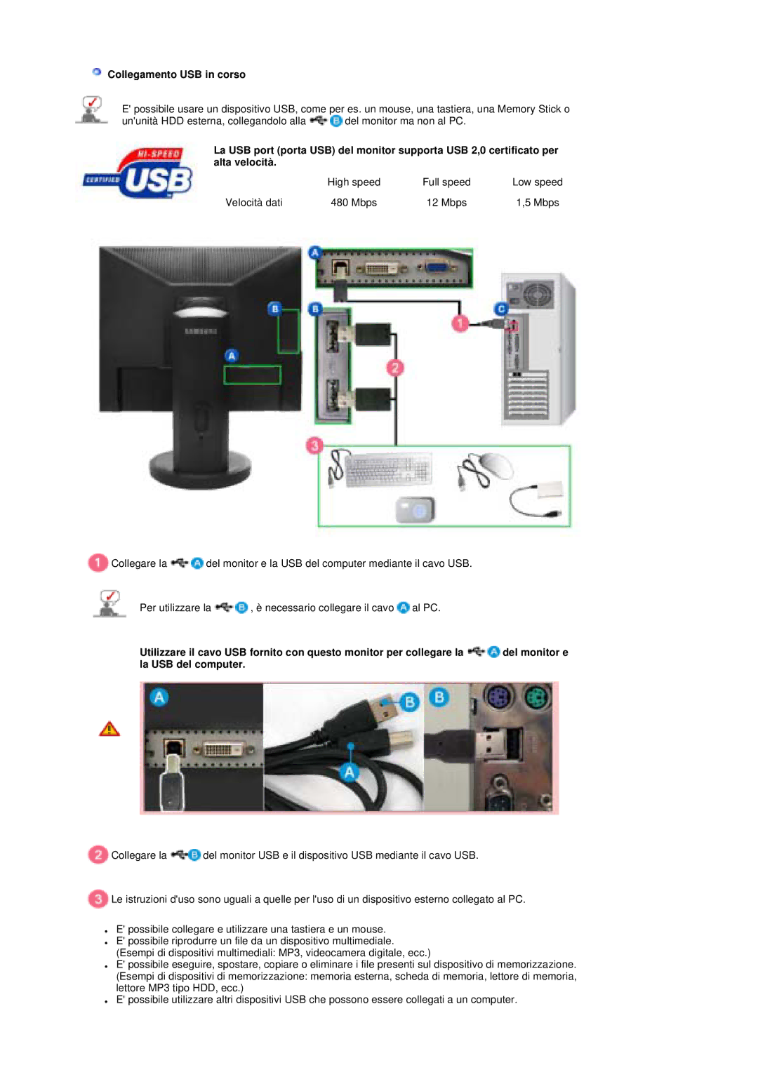 Samsung LS19UBPESQ/EDC, LS19UBQESQ/EDC manual Collegamento USB in corso 