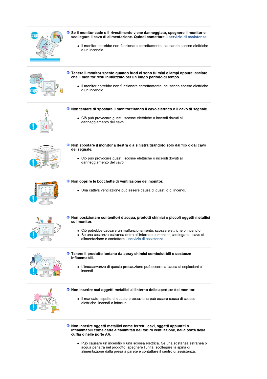 Samsung LS19UBQESQ/EDC, LS19UBPESQ/EDC manual Non coprire le bocchette di ventilazione del monitor 