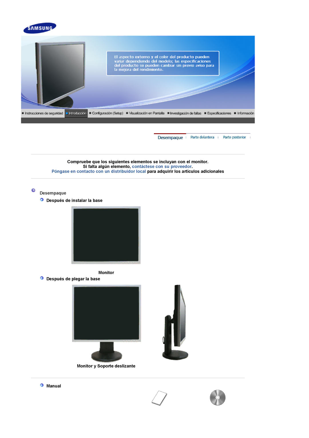 Samsung LS19UBPESQ/EDC, LS19UBQESQ/EDC manual Desempaque 