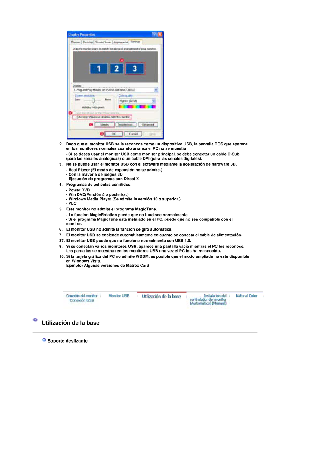 Samsung LS19UBPESQ/EDC, LS19UBQESQ/EDC manual Utilización de la base, Soporte deslizante 