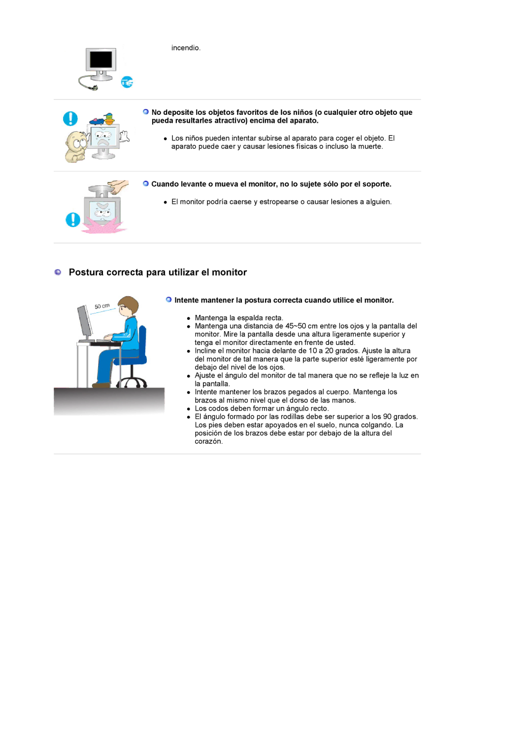 Samsung LS19UBQESQ/EDC, LS19UBPESQ/EDC manual Postura correcta para utilizar el monitor 