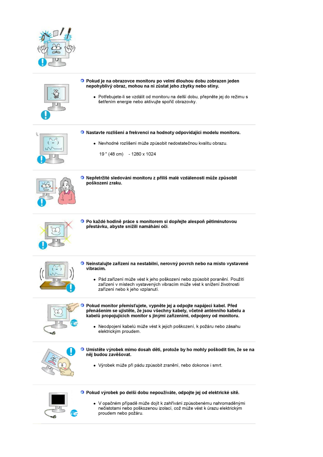 Samsung LS19UBPESQ/EDC, LS19UBQESQ/EDC manual Výrobek může při pádu způsobit zranění, nebo dokonce i smrt 