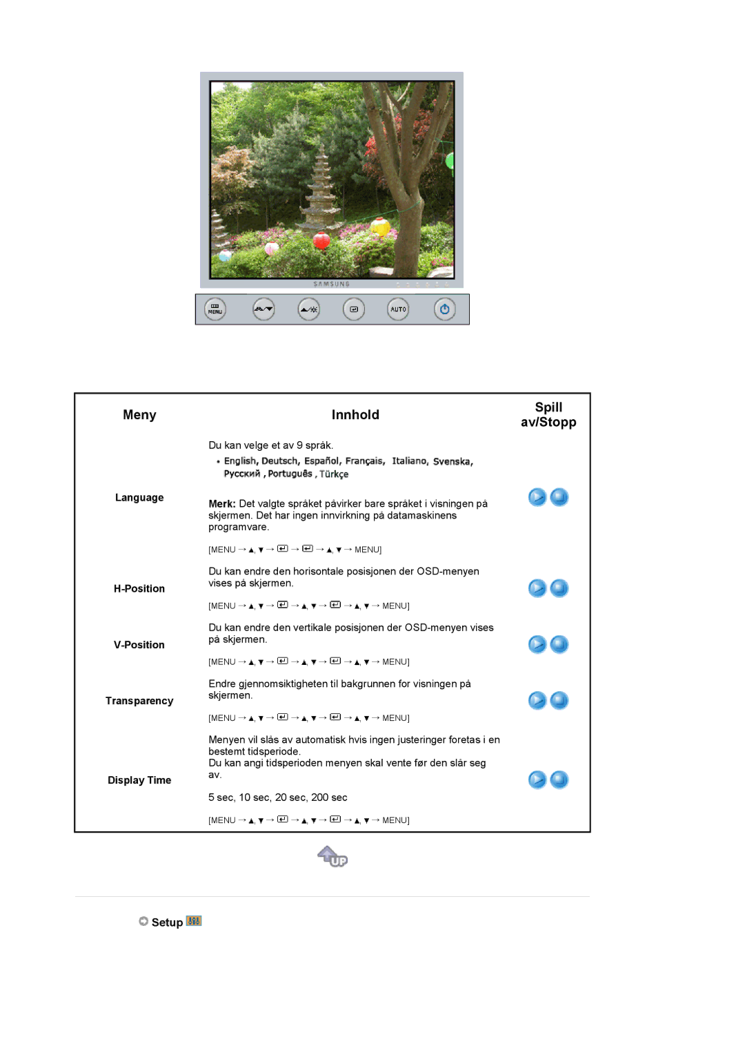 Samsung LS19UBQESQ/EDC, LS19UBPESQ/EDC manual Language Position Transparency Display Time 