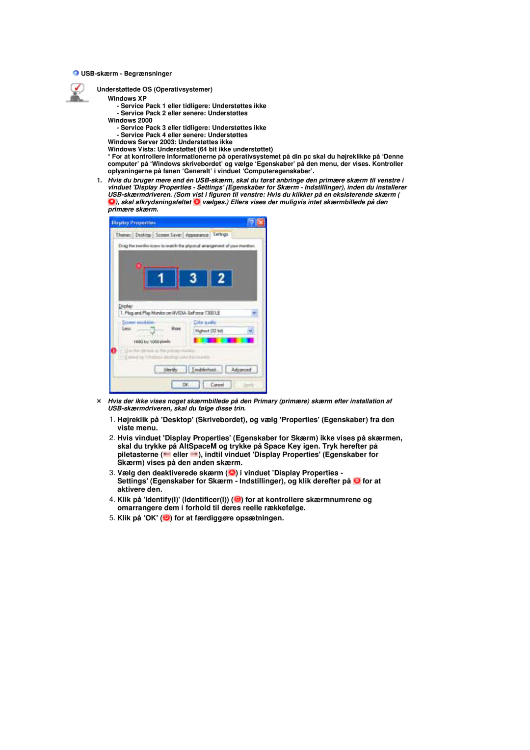 Samsung LS19UBQESQ/EDC, LS19UBPESQ/EDC manual Klik på OK for at færdiggøre opsætningen 